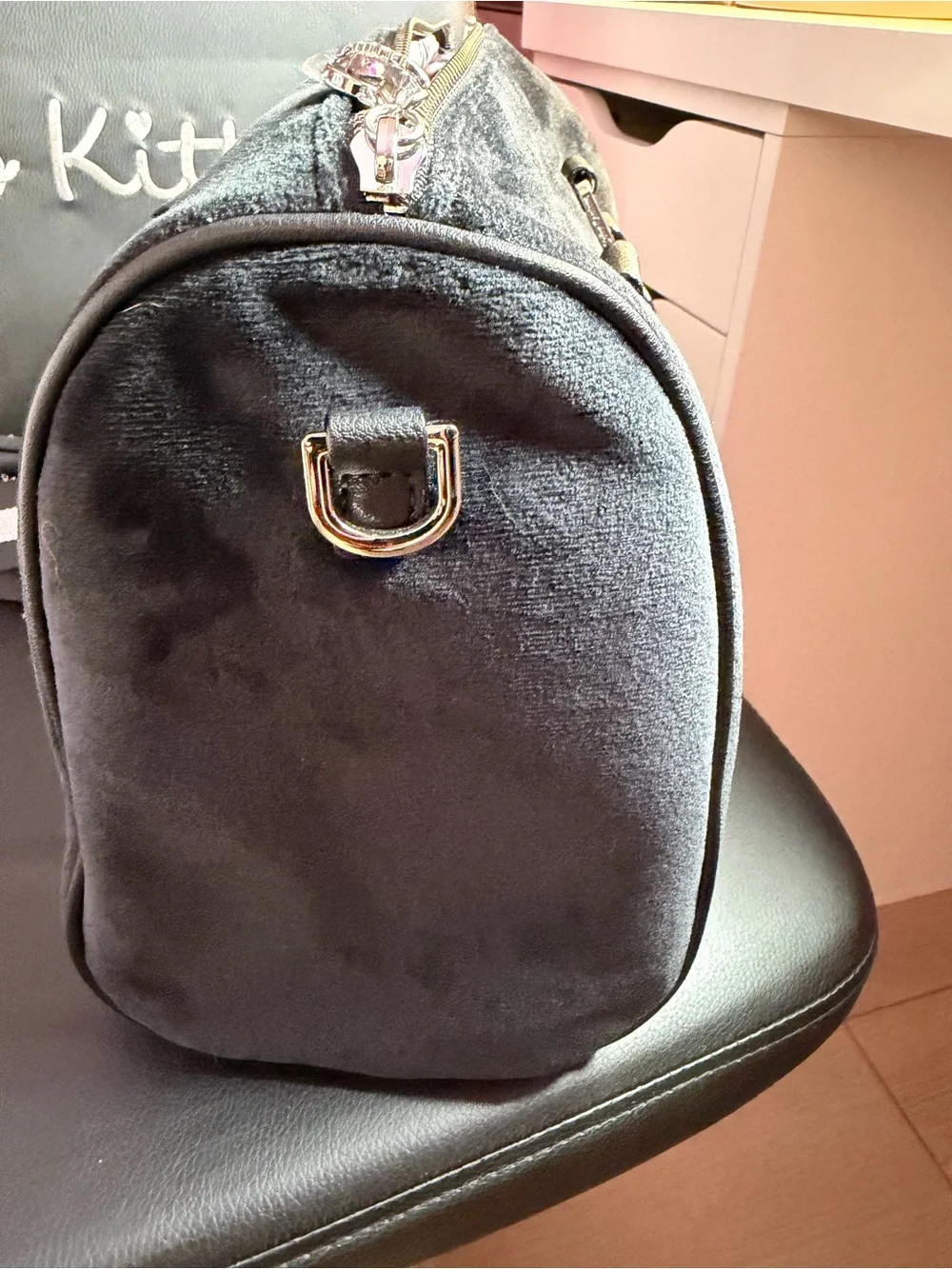 Juicy Couture Black Suede-Look Satchel with Crystal 'Juicy' Logo FINAL PRICE